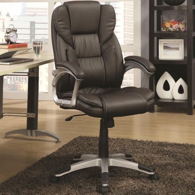 Coaster® Brown/Silver Adjustable Height Office Chair Dark-1