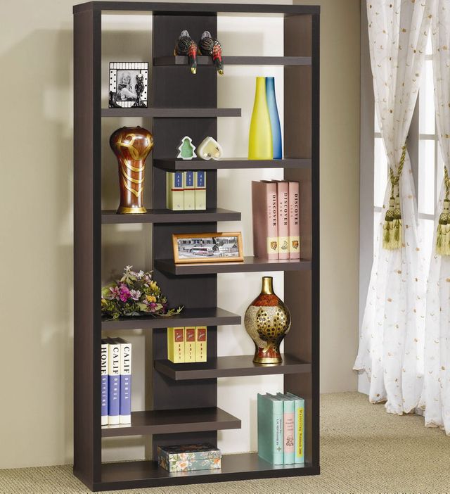 Coaster® Altmark Cappuccino Bookcase with Staggered Floating Shelves-1