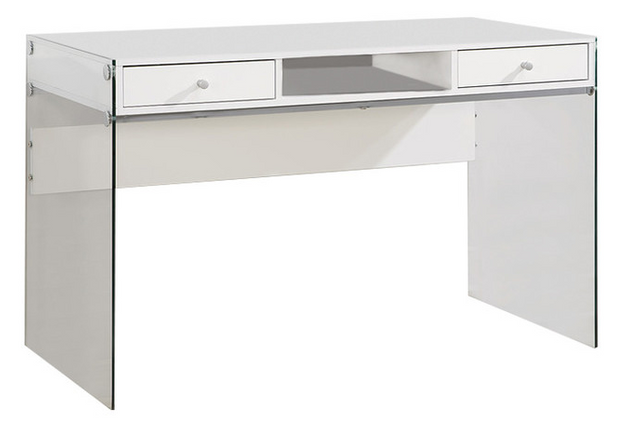 Coaster® Dobrev Glossy White/Clear Computer Desk