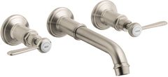 AXOR Montreux Brushed Nickel Wall-Mounted Widespread Faucet Trim with Lever Handles, 1.2 GPM