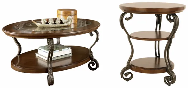 Signature Design by Ashley® Nestor 2-Piece Medium Brown Living Room Tables Set
