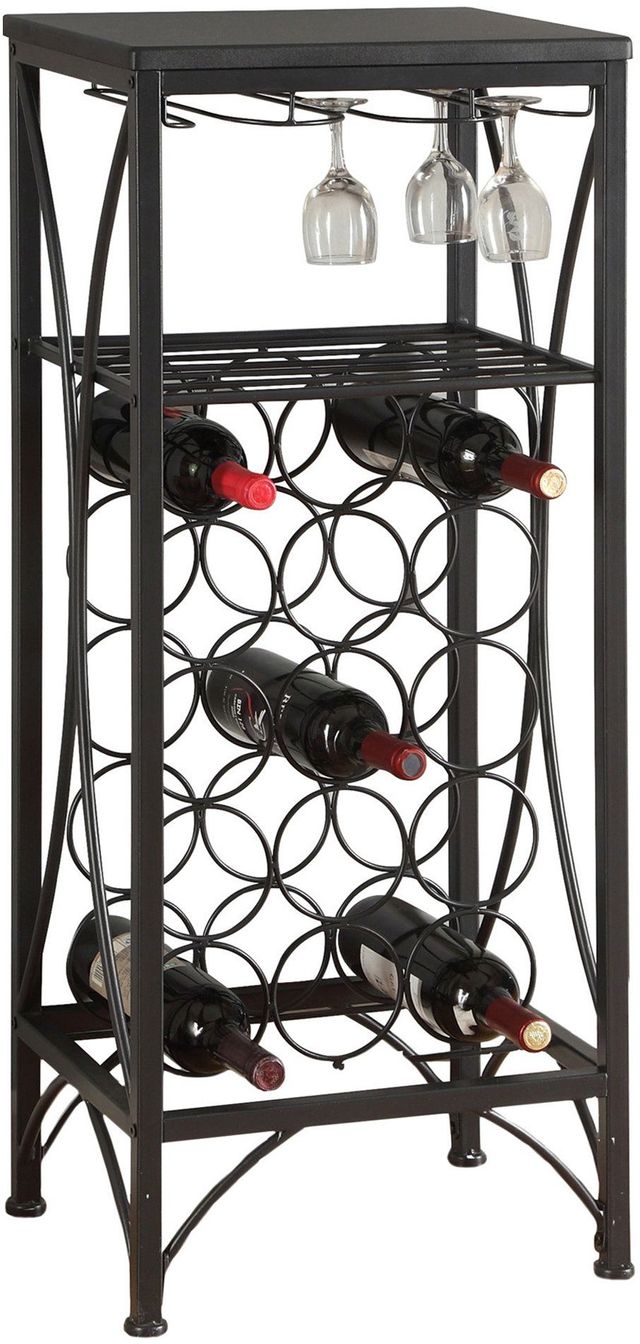 Monarch Specialties Inc. Black Metal 40" Wine Bottle and Glass Rack Home Bar 1
