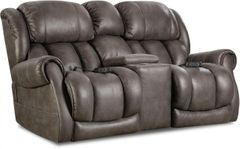 HomeStretch Atlantis Slate Power Reclining Loveseat with Console