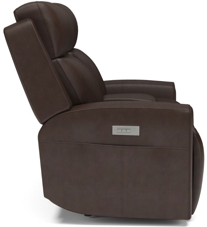 Flexsteel® Barnett Chocolate Power Reclining Loveseat With Console And ...