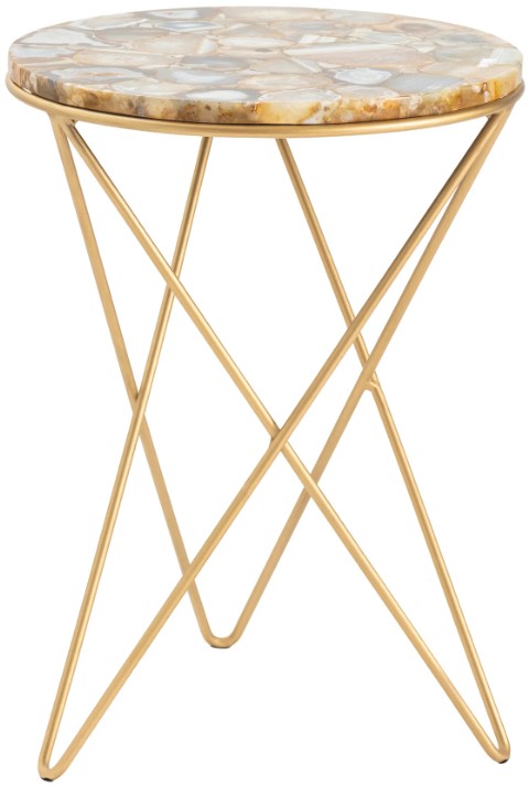 Crestview Collection Olivia Gold Agate Top Accent Table