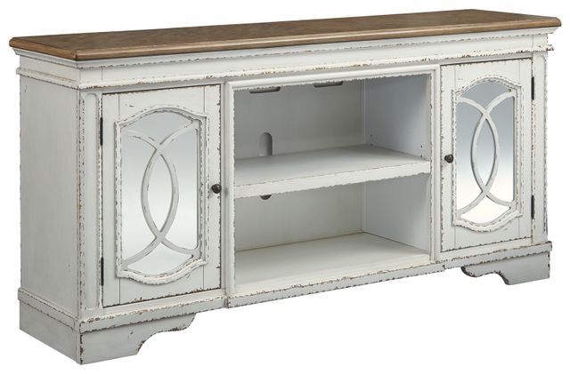 Signature Design by Ashley® Realyn Chipped White Extra Large TV Stand with Fireplace Option 0
