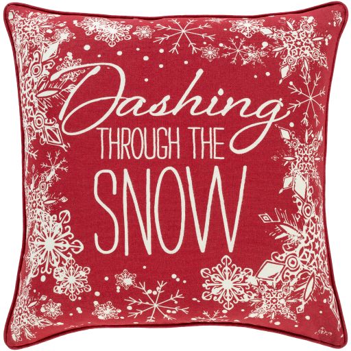 Surya Holiday Dark Red 18" x 18" Toss Pillow with Down Insert