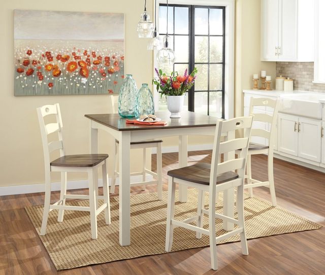 Signature Design by Ashley® Woodanville 5-Piece Cream/Brown Counter Height Dining Set 5