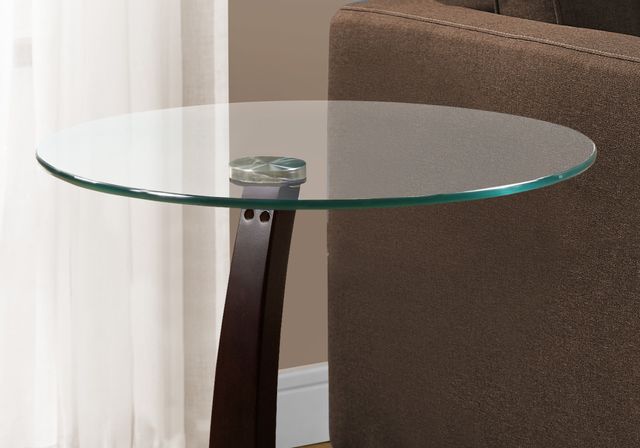 Monarch Specialties Inc. Espresso Bentwood Glass Accent Table 6