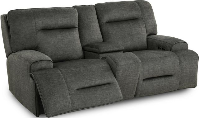 Cheers by Man Wah Charcoal Dual Power Headrest Recling Loveseat with ...