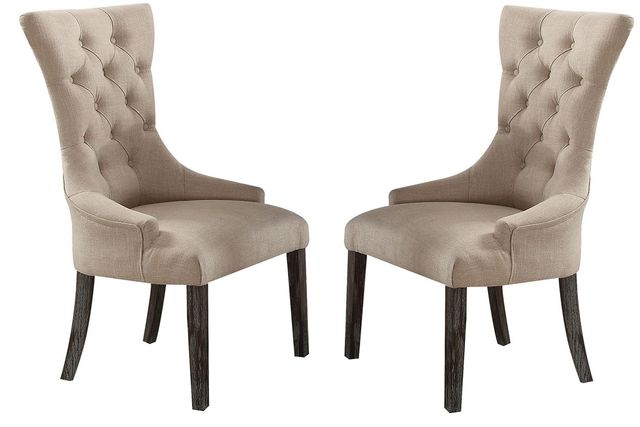ACME Furniture Gerardo 2-Piece Beige/Weathered Espresso Arm Chairs