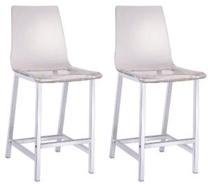 Coaster® Juelia Set of 2 Chrome And Clear Acrylic Counter Height Stools