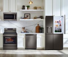 LG 4 Piece Kitchen Package with a 27 cu. ft. Side-By-Side Door-in-Door® Refrigerator with Craft Ice™ PLUS a FREE 10 PC Luxury Cookware Set