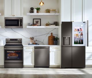 LG 4 Piece Kitchen Package with a 27 cu. ft. Side-By-Side Door-in-Door® Refrigerator with Craft Ice™ PLUS a 10PC Luxury Cookware Set ($800 Value!) PLUS a FREE $300 Furniture Gift Card!