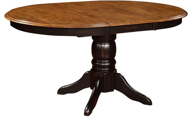 TEI Quinton Pecan/Black Pedestal Dining Table