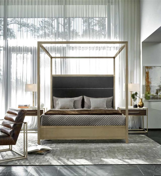 Universal Explore Home™ Modern Harlow Brushed Brass California King Canopy Bed-1