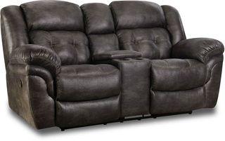HomeStretch Denali Charcoal Reclining Loveseat with Console