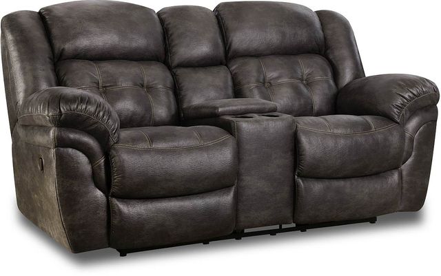 HomeStretch Denali Charcoal Reclining Loveseat with Console-0