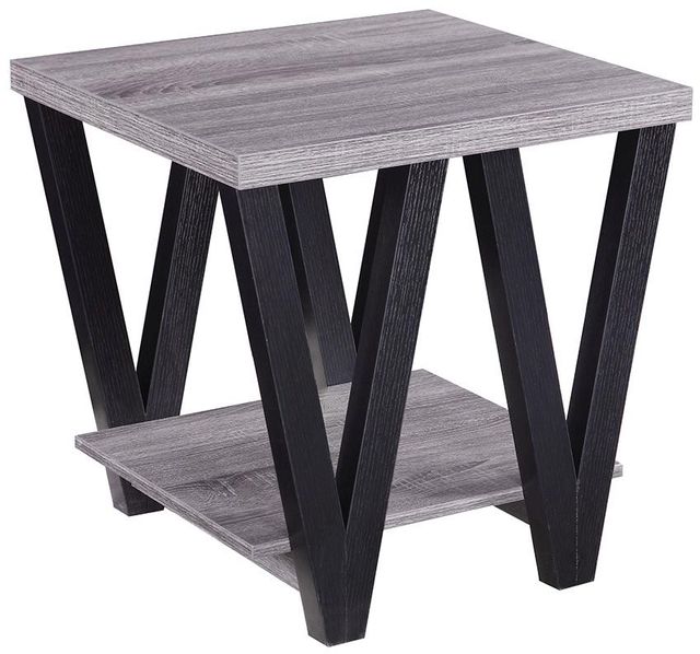 Coaster® Higgins Black/Antique Grey V-Shaped End Table-0