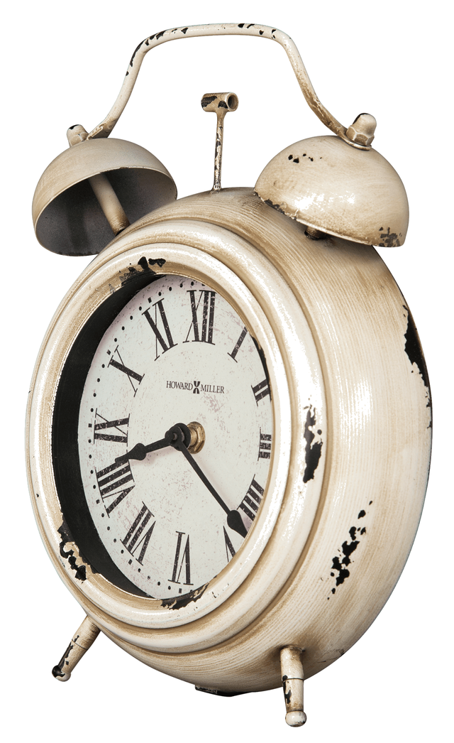 Howard Miller® Harriet 8.5" Antique White Round Metal Mantel Clock 1