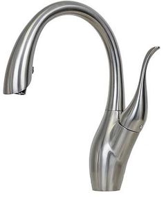 E2 Stainless Cygnus Single Handle Gooseneck Kitchen Faucet with a Pull Down Spray