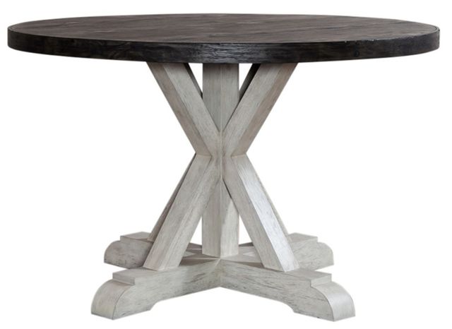 Liberty Furniture Willowrun Rustic White/Weathered Gray Pedestal Table-0