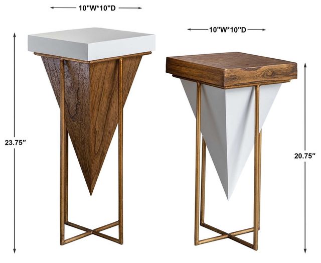 Uttermost® Kanos Set of 2 White and Walnut Accent Table 4