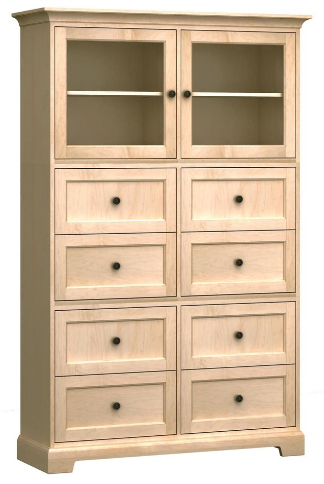 Howard Miller® Customizable 50" Home Storage Cabinet with Two Top Glass Doors and Eight Drawers