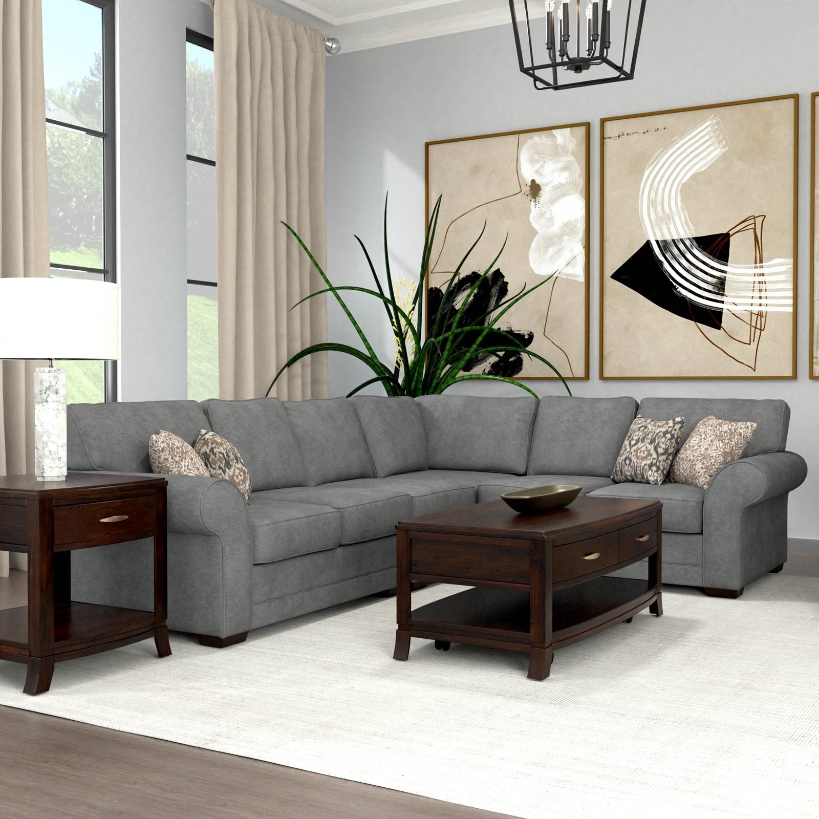 England Furniture Brantley Brevard Grey 4-Piece Sectional Sofa