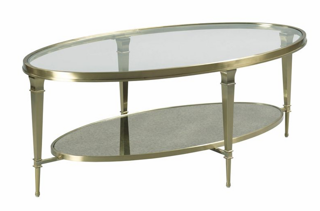 Gough Oval Coffee Table with Bottom Shelf in Cappuccino - Shop for