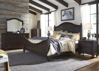 Liberty Furniture Catawba Hills Bedroom King Poster Bed, Dresser, Mirror, and Night Stand Collection