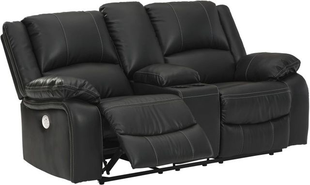 Signature Design by Ashley® Calderwell Black Double Power Reclining Loveseat with Console-2