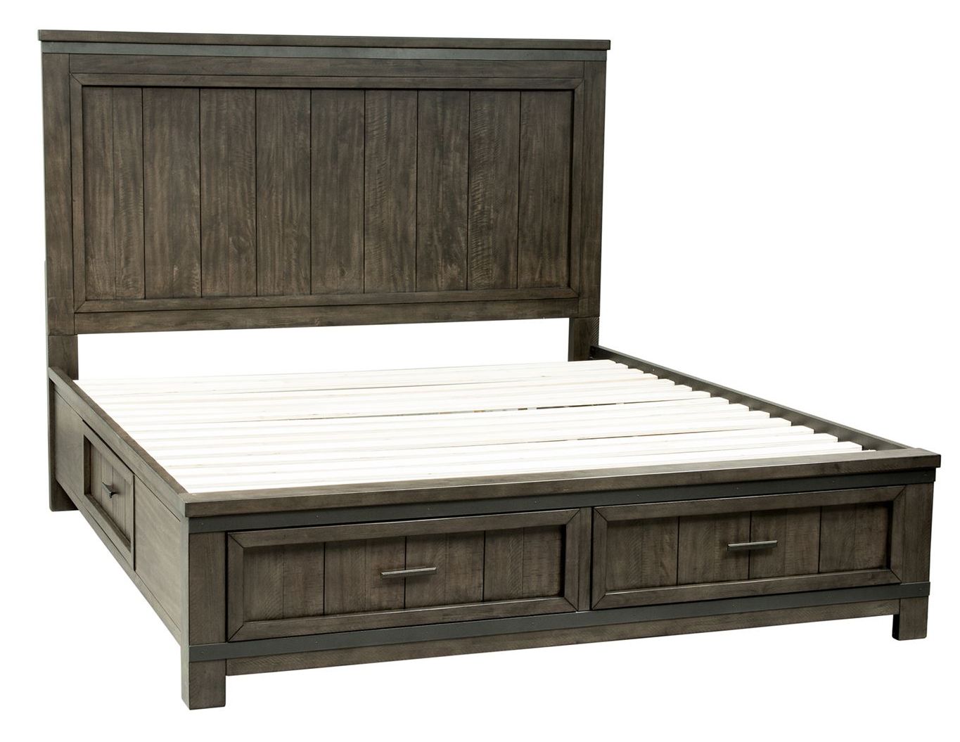 Liberty Furniture Thornwood Hills Rock Beaten Gray Queen Two Sided Storage Bed