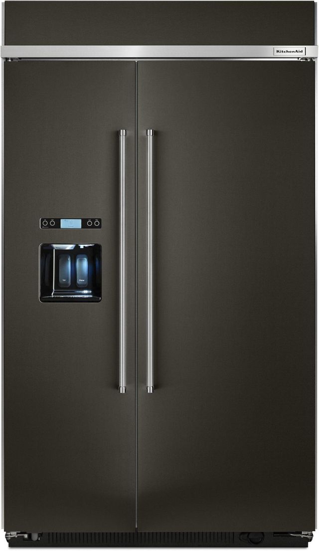 KitchenAid® 29.52 Cu. Ft. Black Stainless Steel with PrintShield™ Finish Built In Side-By-Side Refrigerator-0