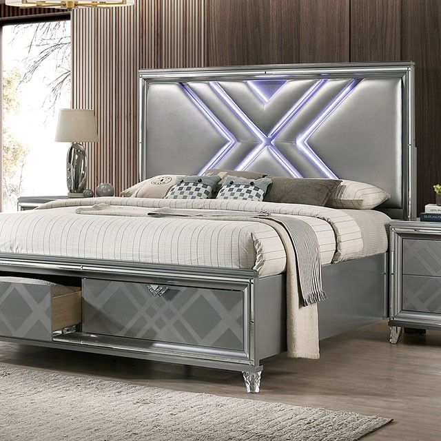 Furniture of America® Emmeline Silver Queen 4 Piece Bedroom Set 1