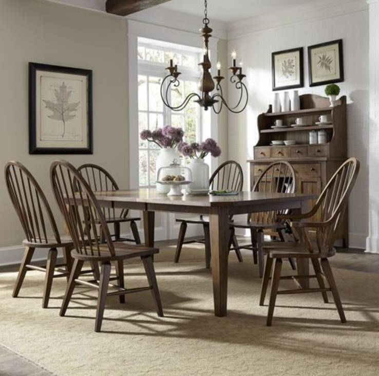 Rustic oak cheap dining table set