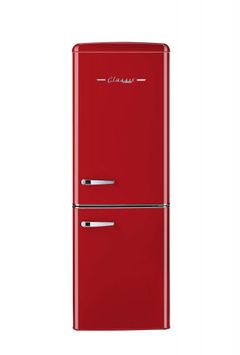 Réfrigérateur à congélateur inférieur de 22 po à profondeur comptoir Unique® Classic Retro de 7.0 pi³ - Rouge bonbon