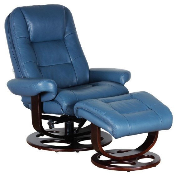 BarcaLounger Jacque Roman Blue Swivel Pedestal Power Recliner and