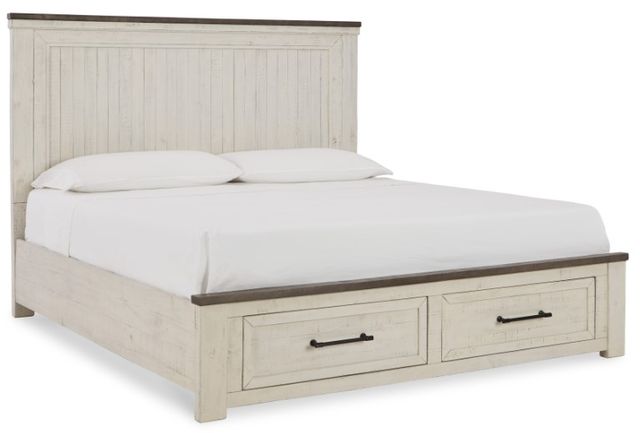 Benchcraft® Brewgan 4-Piece Two-Tone Queen Storage Panel Bed Set-1