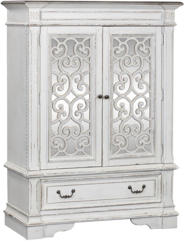 Liberty Furniture Abbey Park Antique White Mirrored Door Chest 0
