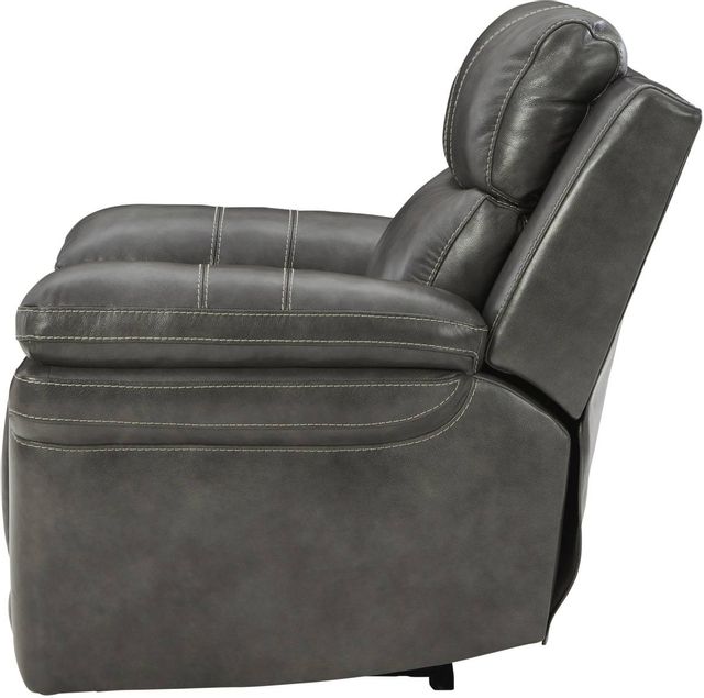 Signature Design by Ashley® Edmar Charcoal Leather Power Recliner-3