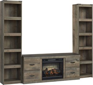 Signature Design by Ashley® Trinell 3-Piece Brown Entertainment Center with Electric Fireplace