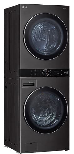 LG 4.5 Cu. Ft. Washer, 7.2 Cu. Ft. Dryer Black Steel Stack Laundry 1