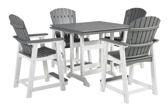 Signature Design by Ashley® Transville 5-Piece Gray/White Outdoor Counter Height Dining Set-0