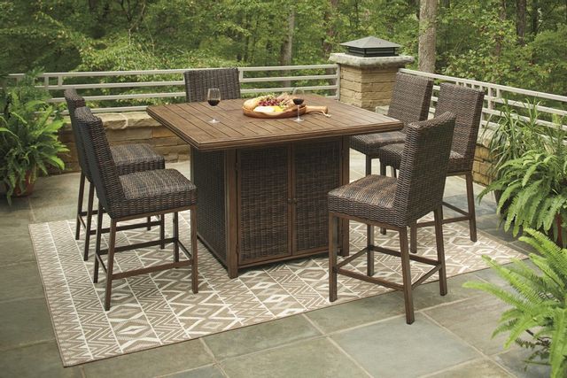 Signature Design by Ashley® Paradise Trail Medium Brown Square Fire Pit Bar Table  6
