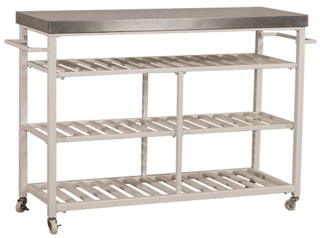 Hillsdale Furniture Kennon White Stainless Steel Kitchen Cart-0