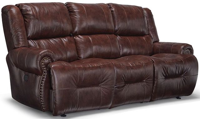 Best Home Furnishings® Genet Leather Power Tilt Headrest Space Saver® Sofa With Tray