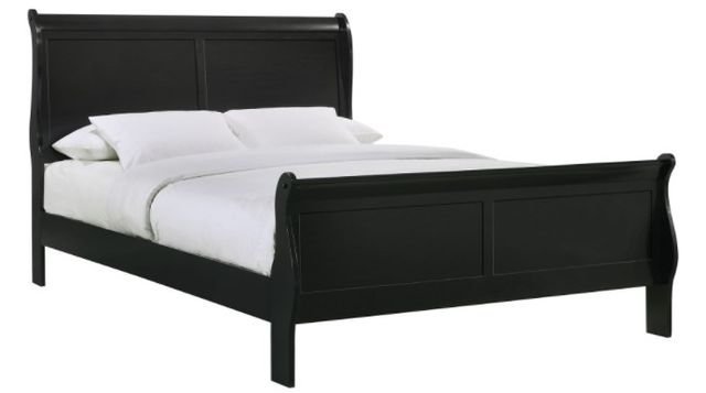 Elements International Louis Philippe Black Panel Bed | Lacks Furniture ...