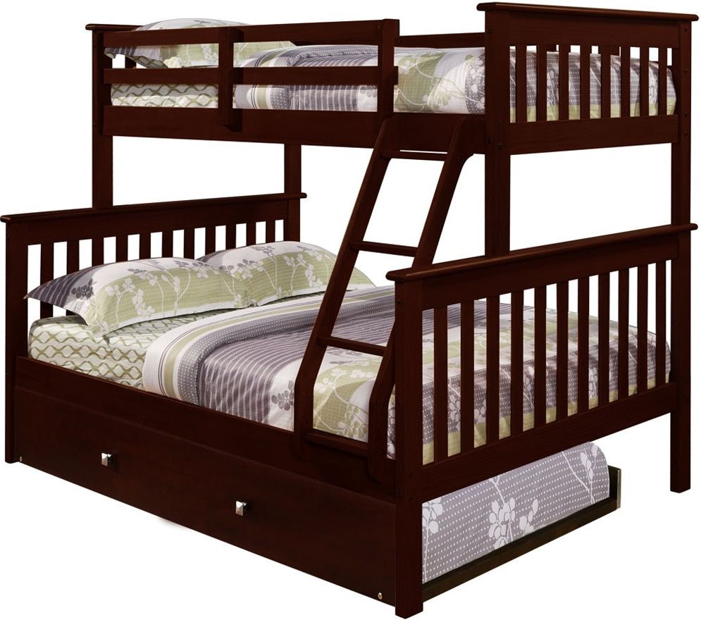 Donco Trading Company Dark Cappuccino Twin/Full Mission Bunk Bed With Trundle