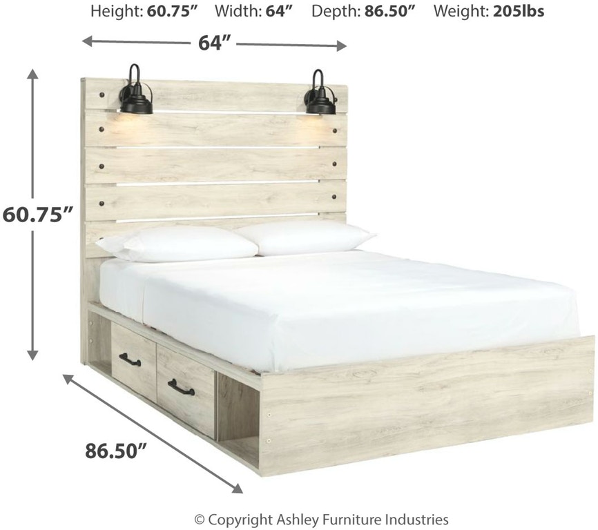 Signature Design By Ashley® Cambeck Whitewash Panel Bed With Side ...